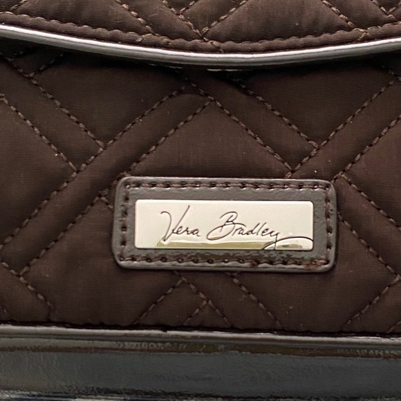 Vera Bradley Quilted microfiber Espresso Shoulder Crossbody EUC - Picture 2 of 9